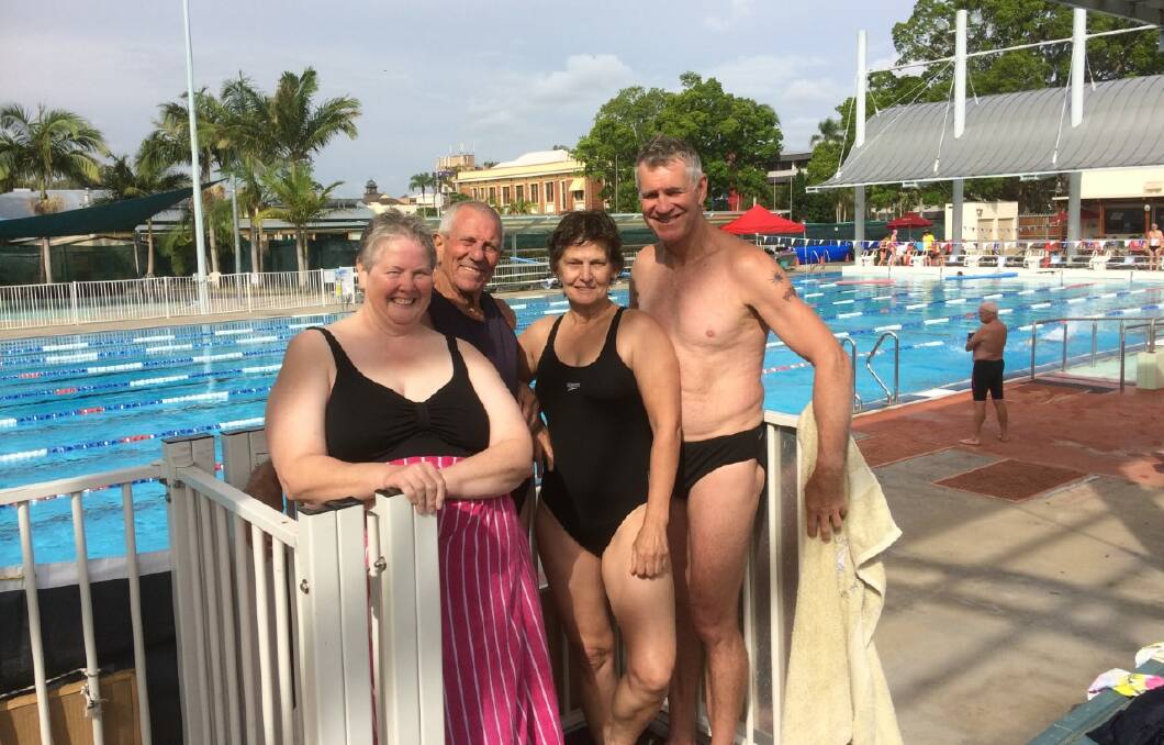 Pictured at the Lismore Diggers Swimming Carnival are Elizabeth Casey, Jimmy Baird, Jill (Jimmy) Williams and Paul Sheridan.