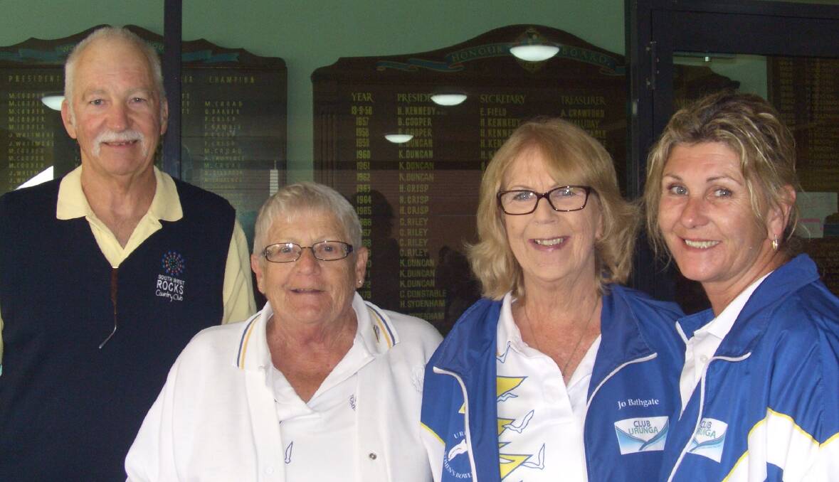 Helen, Jo and Lynne are pictured with South West Rocks chairman, Bob Hogan. 
