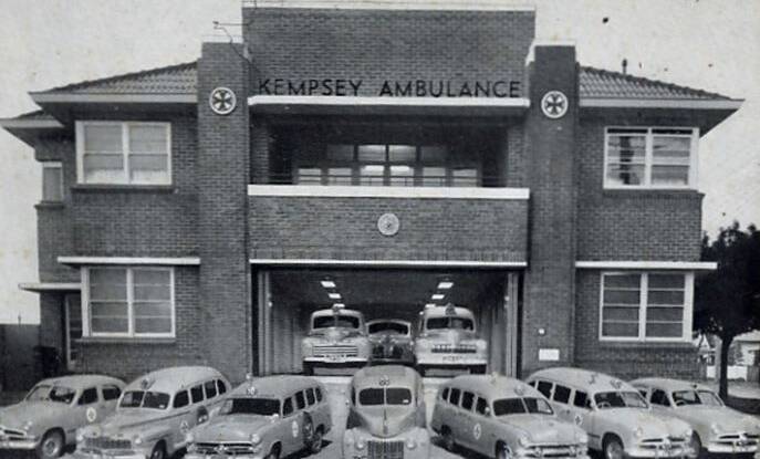 The Kempsey Ambulance fleet  in 1954.  Photo: Macleay River Historical Society. 