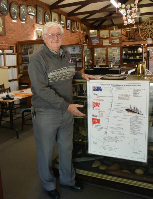 Fred Schmitzer with his map in the Bellingen Museum