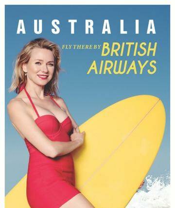 Naomi Watts in a modern take of the iconic 1956 British Airways poster. Photo: Michael Buckner/Getty Images