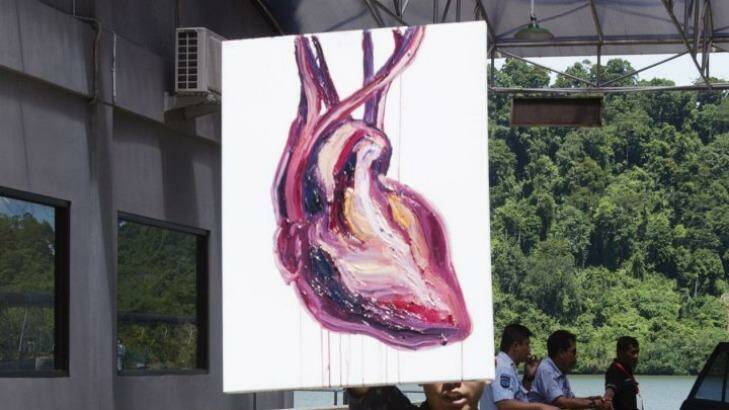 Myuran Sukumaran's painting of a human heart.  Photo: James Brickwood