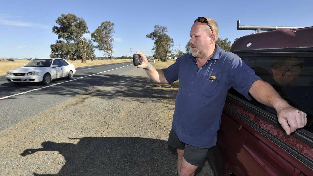 Truck driver Bruce Dodds is unimpressed with how the mobile speed camera vehicle operates. Photo: LES SMITH
