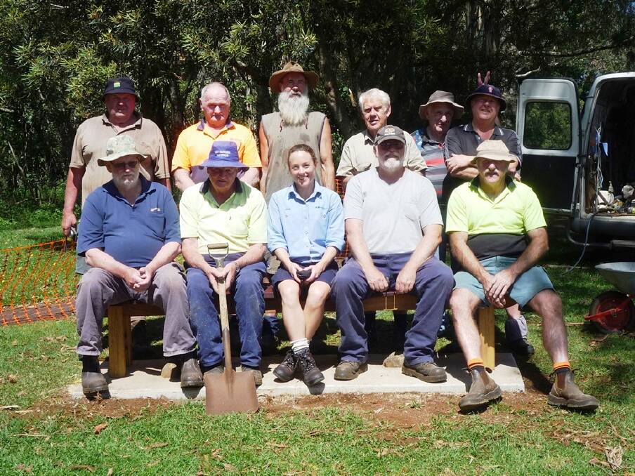 Dorrigo Men’s Shed and Council Project Officer test out the new bench seat at The Labyrinth.
