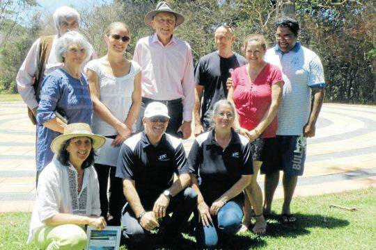 Back row: Robin Heath (LALC), Fran Clayton, Annica Makoto, Mayor Mark Troy, Russell Makoto, Donna Stanton, Barry Flanders; front: Jenni Francis (local artist), Peter Wilson and Patsy Green (ETC).