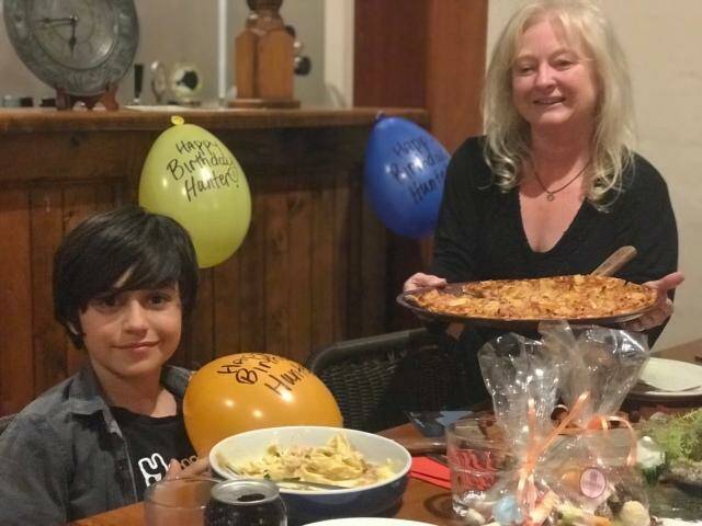 Party Venue: Hunter Papandrea celebrated his birthday at the Little Red Kitchen and is pictured here with Vicki Bridgstock. 