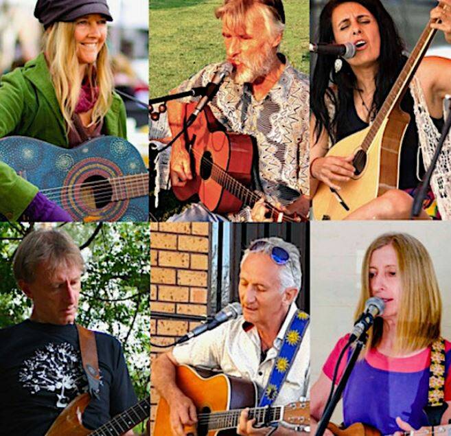 Songwriters Collective - locals dedicated to songwriting made up of Stewart Peters, Snez, Wayne Hutchins, Marco Oliver, Julie Hutchinson and Freedom Summers