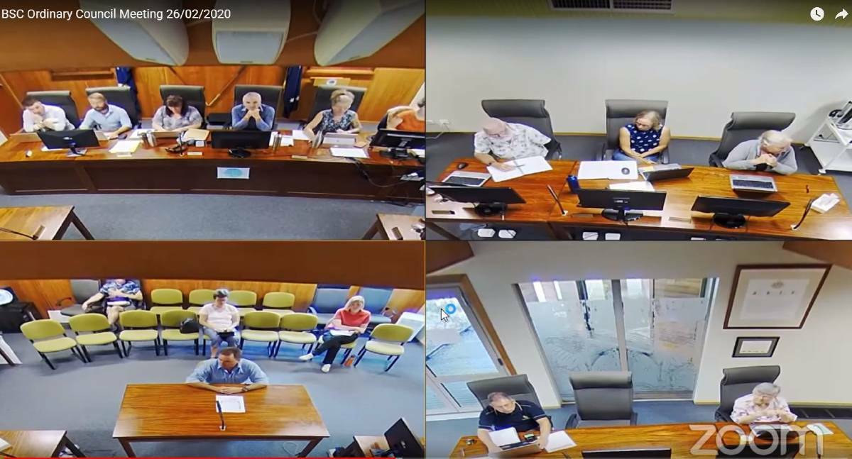 A collage of camera angles from a Bellingen Shire Council meeting