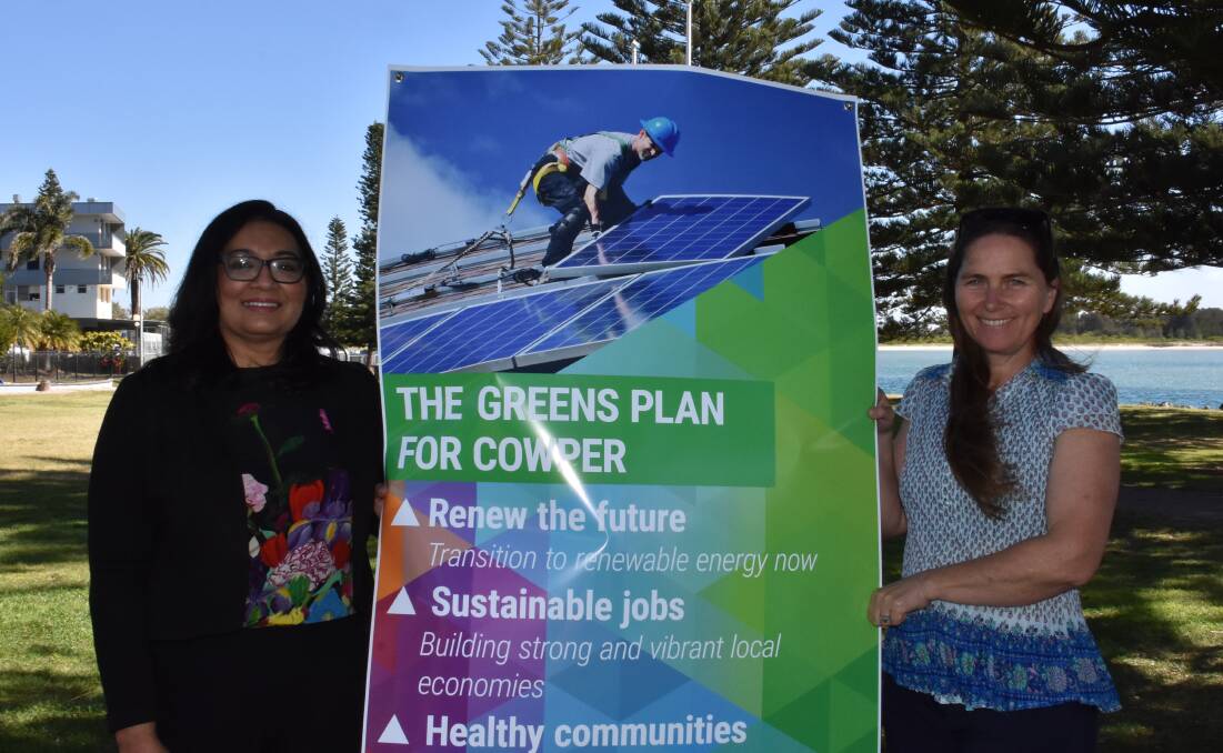 LAUNCHING THE CAMPAIGN: Dr Mehreen Faruqi in Port Macquarie to support the Greens candidate for Cowper, Dr Sally Townley.