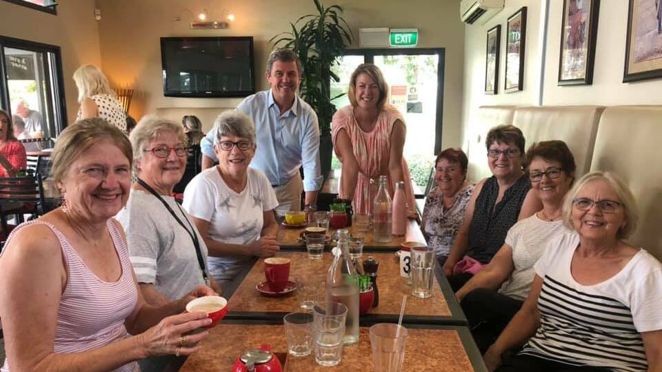 Well-wishers at Waterman's cafe in Wauchope with Oxley Member Melinda Pavey and Lyne MP, David Gillespie
