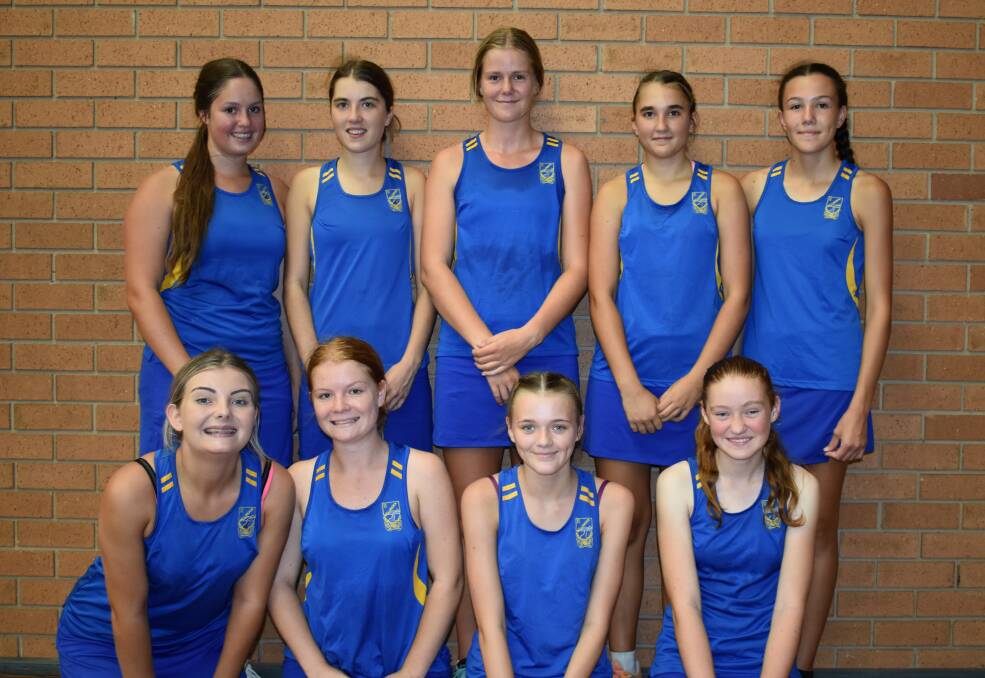 Netball success: (back L-R): Alex McNeil, Maia Berry, Katie Thorn, Willow Berry, Sophie Keough. 
(front L-R): Mia White, Zali Rees, Jasmine Jessop, Jessica Sanders. Image: supplied.