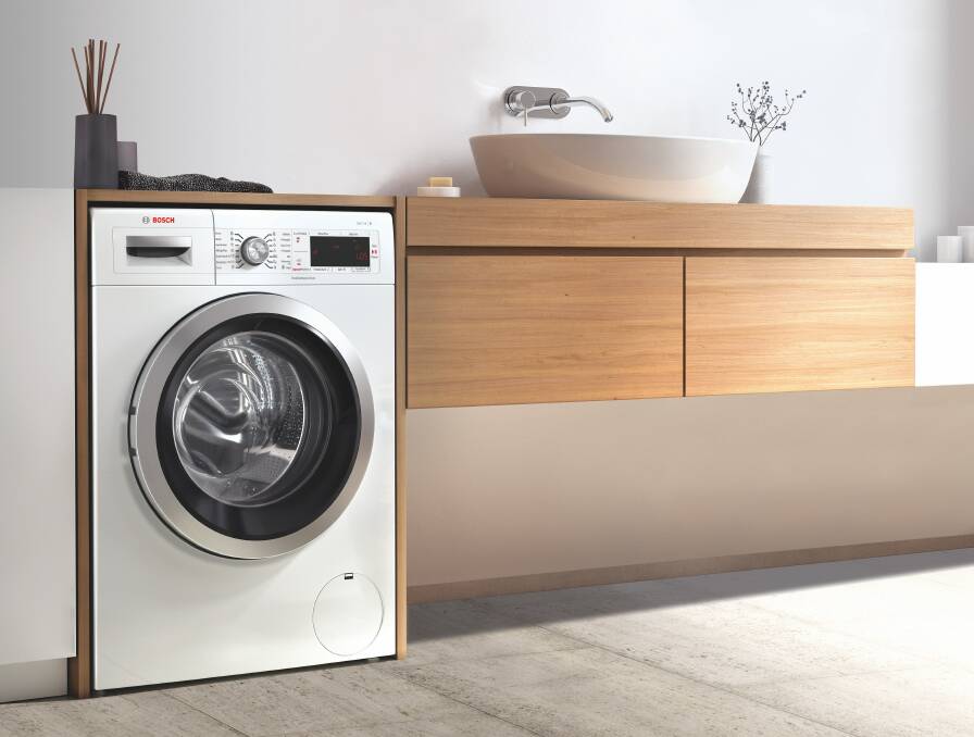 ECOMONICAL: The Bosch Series 8 8-kilogram front load washing machine is a great example of a water-efficient appliance for your laundry. Photo: Supplied. 