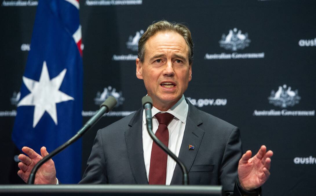 Press Conference with Minister for Health, Greg Hunt. Picture: Elesa Kurtz
