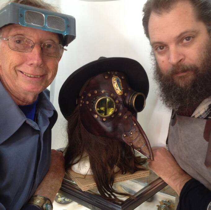 Mac and Alex with their award-winning plague doctor mask in 2016