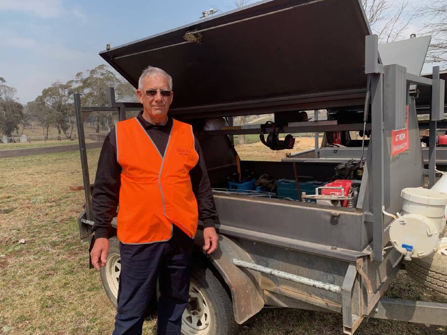 Ebor camp coordinator Tony Samuel with one of the combat-ready trailers carrying $20,000 worth of fencing gear