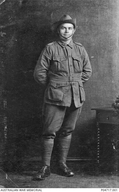 Studio portrait of 3411 Private (Pte) William Hackman, 9th Reinforcements, 55th Battalion, of Croyden, NSW, aged 27 years. Pte Hackman enlisted on 8 November 1916 and embarked from Sydney aboard HMAT Anchises on 24 January 1917. He was killed in action in France on 11 May 1918.