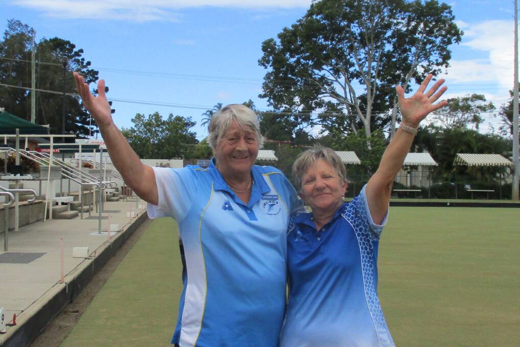 Margaret Safe and Robyn Adams couldn't contain their excitement on winning an 8-pin