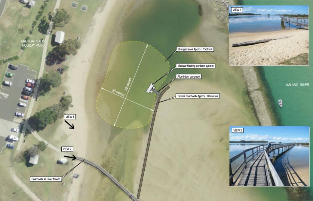 Option 1B in the feasibility study -  with a northern extension to the existing boardwalk and a single pontoon system that would rise and fall with the tide. 