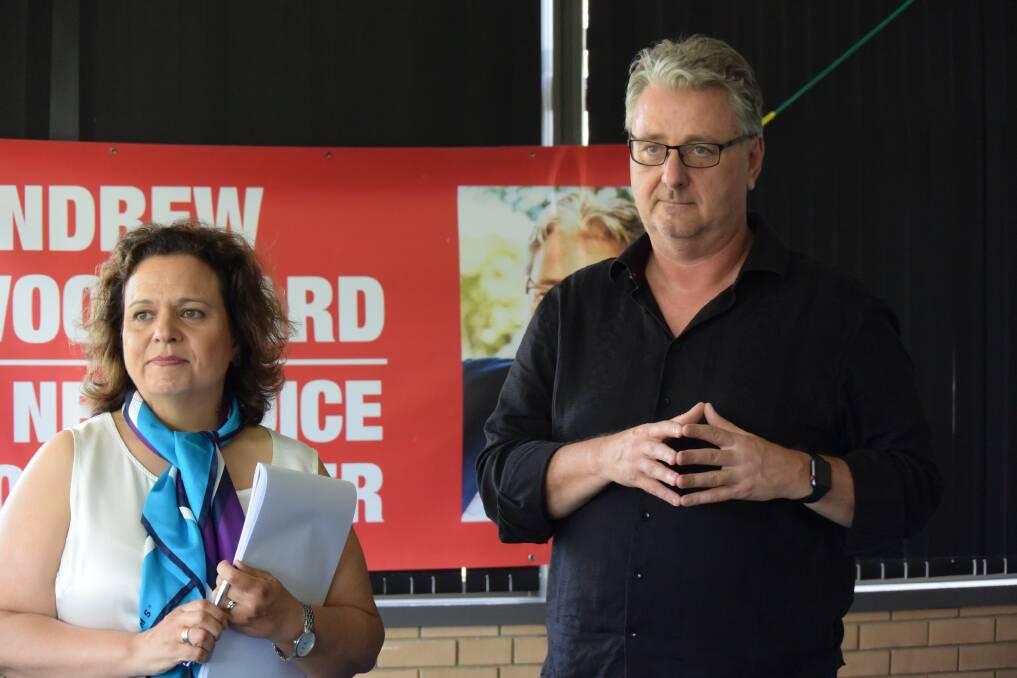 Shadow Minister for Communications Michelle Rowland and Labor candidate for the federal seat of Cowper, Andrew Woodward