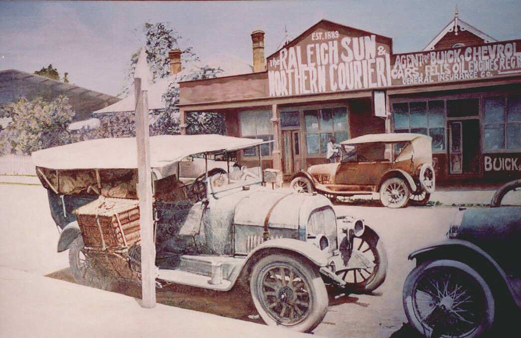 The Bellingen Courier Sun's precursors, The Raleigh Sun and Northern Courier, in the old Polin & Polin building. The photo was taken about 1922. Image courtesy of Graham Martindale and the Bellinger Valley Historical Society.
