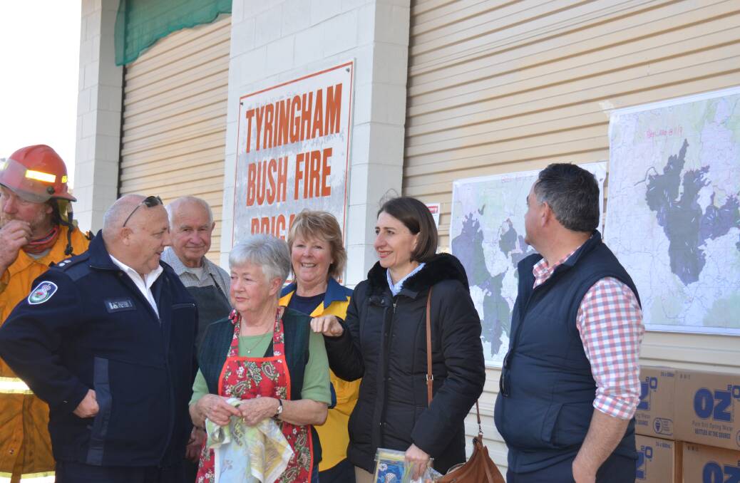 NSW Premier and other officials meeting the people on the ground at Tyringham. Photo Jann Karp