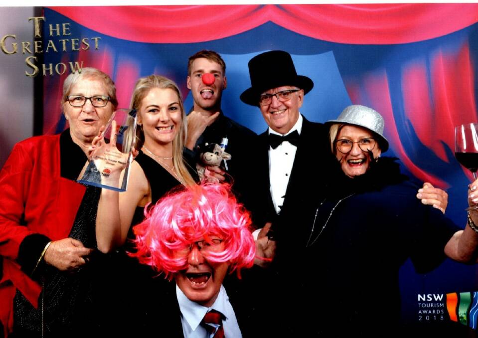 Time to party! At Luna Park for the state awards in December - Lyn Humphrys, Rebecca Beaton, Bo Wilder (red nose), Ken Conway (pink wig) Robert Humphrys, Beth Conway 