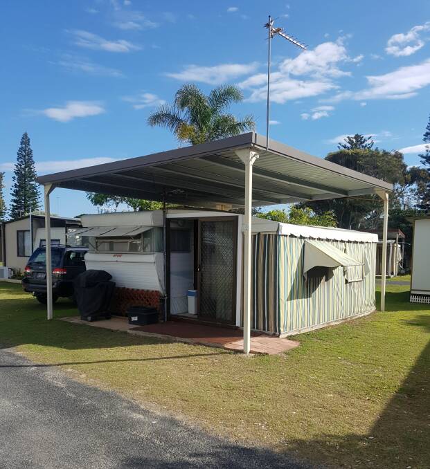 The caravan owned by Jeff Myers at Mylestom