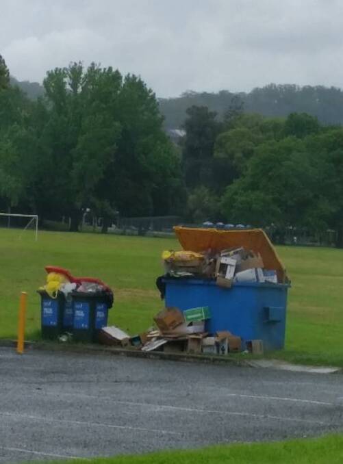 This kind of mess left near the RVM on the eastern approach to Bellingen has prompted the removal of the bins