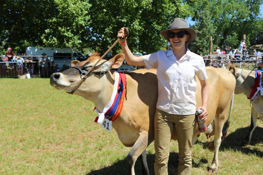 Catherine Burley leading a Moonpah stud female in the grand parade