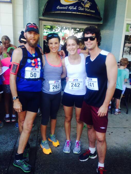 Rob Gale, Esme Eterovic, Megan Gale and Henry Gale after the Sawtell 2015 fun run