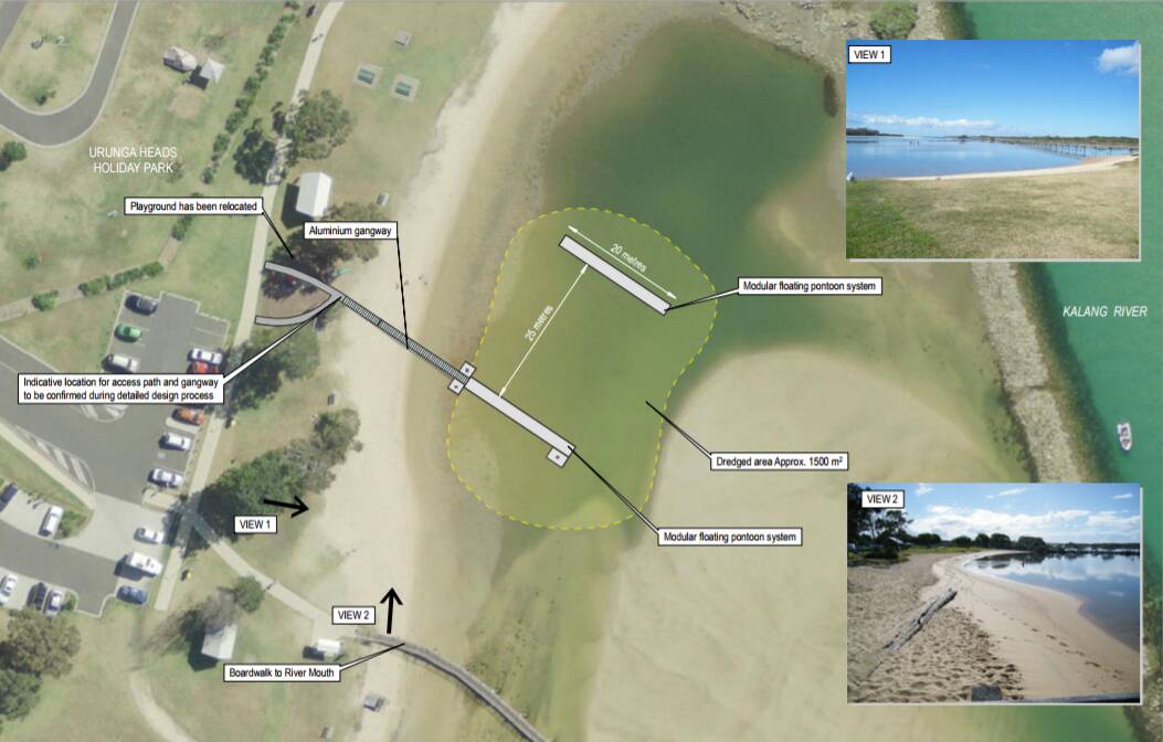 Option 1A in the feasibility study - a two pontoon system with a walkway from the foreshore.