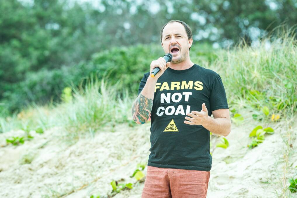 Jeremy Buckingham at last year's Stop Adani protest in Coffs. Photo Bruce Jacups