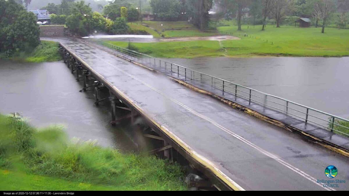Council's floodcam photo of Lavenders Bridge at 7am on Saturday