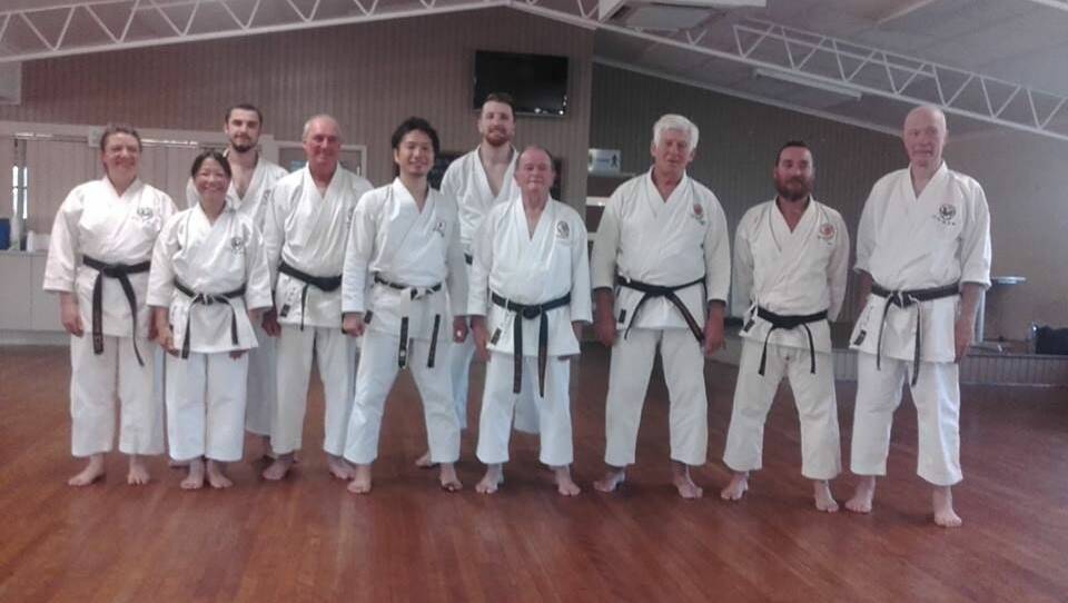 Fuji karate club instructors Francisa, Angelle and Wayne with NSW and Queensland instructors and Hirata Sensei.
