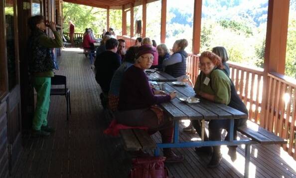 Lunch on the Schoool library verandah. Photo supplied.