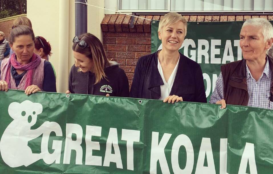 GREENS PLANS: Cate Faehrmann, second right, with Sally Townley (left) and Arthur Bain (right)