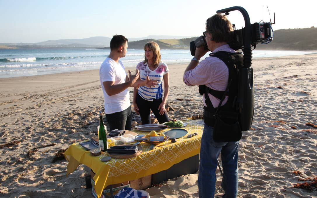 ON LOCATION: with SBS Food Safari presenter Maeve O'Meara, filming the latest series, Food Safari Water. The series will screen from August 1