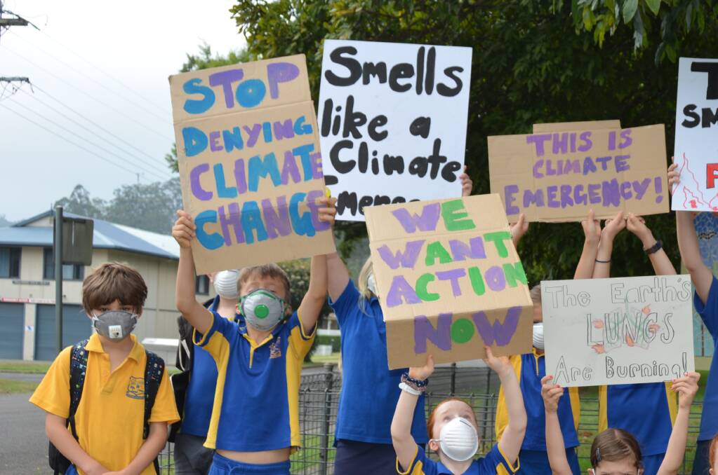 Bellingen Public School students making their point this morning
