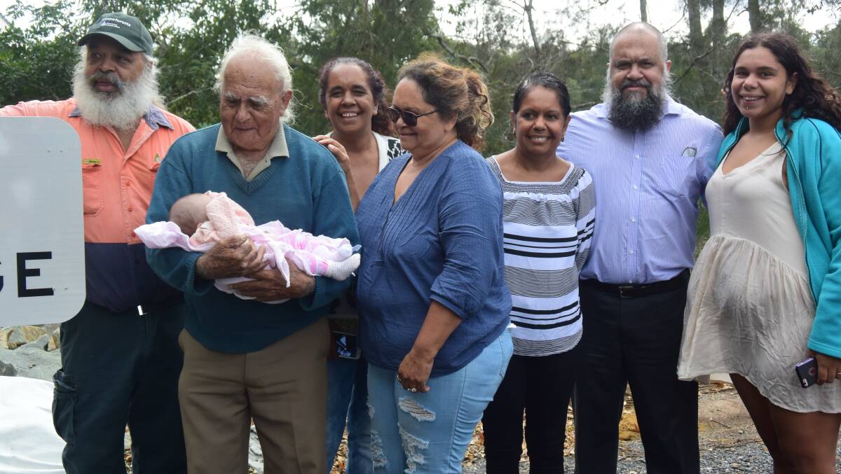 BROTHER, SISTER, UNCLE, NIECE: From left, Richard, Uncle Porky with Laylarni, susie, Robin, Lisa, Brian and new mother Grace